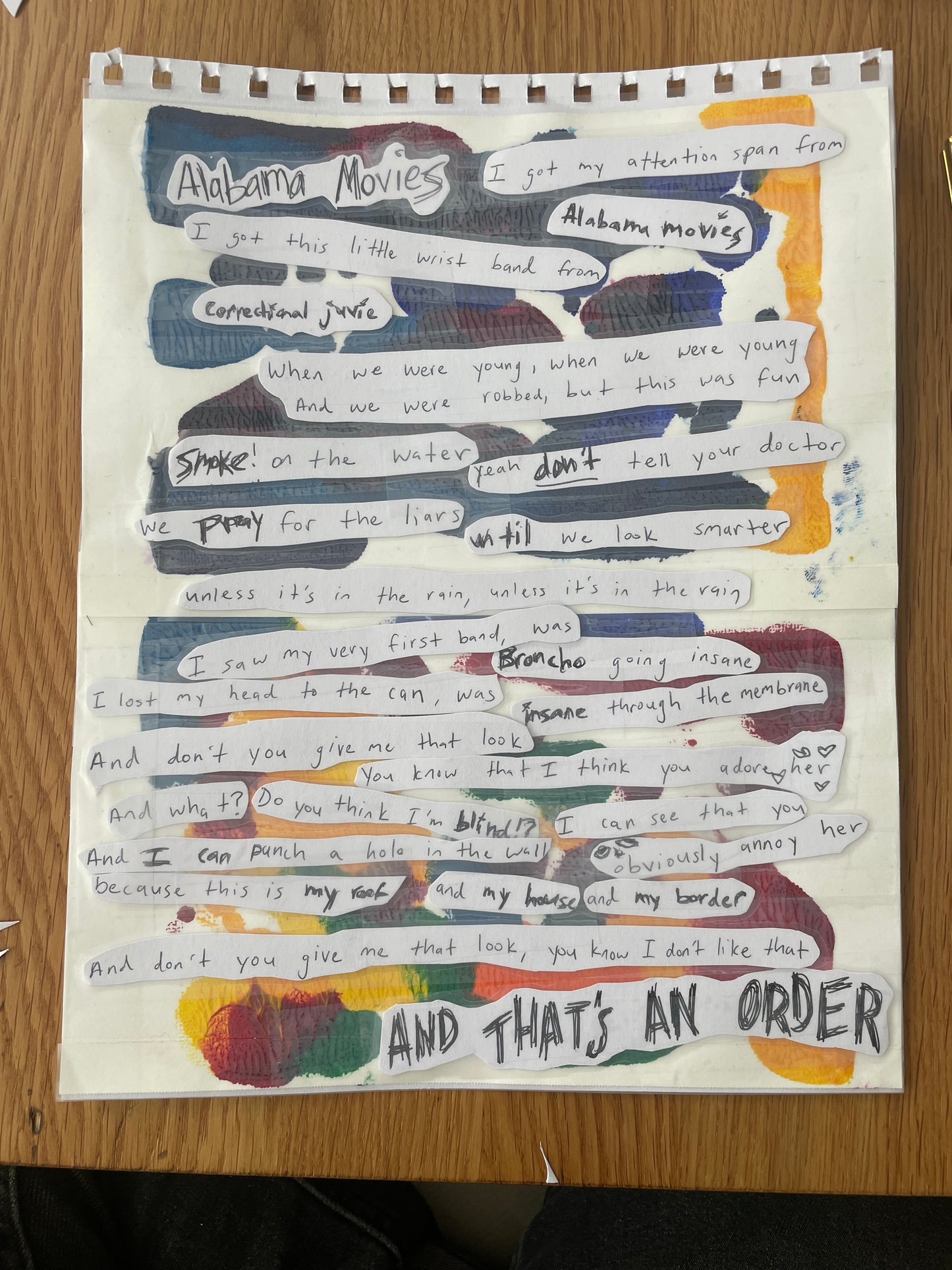 Skating Polly Lyric Sheet